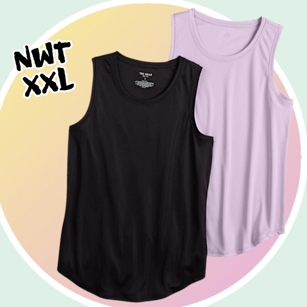 NWT Set of 2  Dry Tek Breathable Black & Lavendar Tank Tops